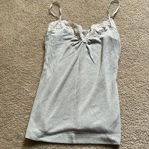 Silver metallic lace cami